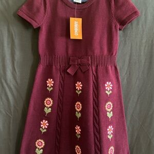 Gymboree Maroon Floral Embroidered Dress